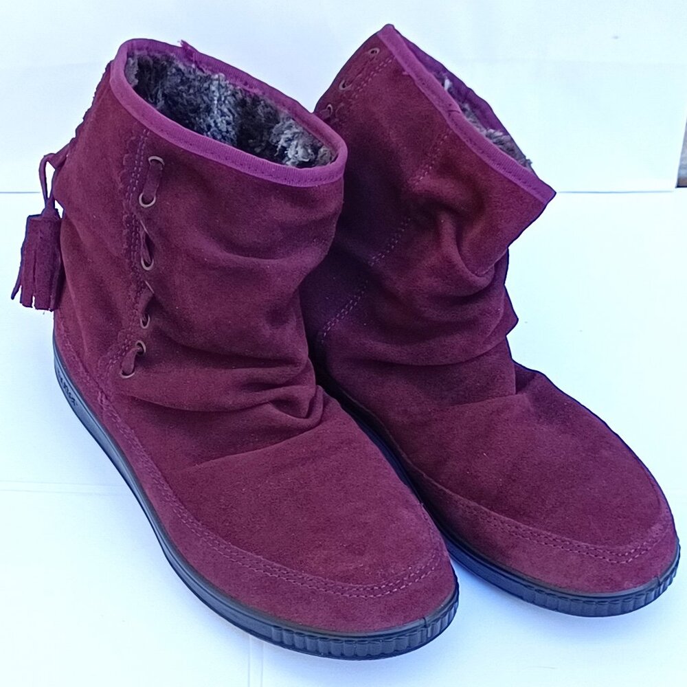 Hotter Purple Suede Bootie Boots 6 Fur Lined